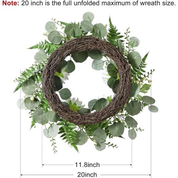 Eucalyptus Wreath for Front Door Sunflower Flowers All Seasons with Welcome Sign - Picture 3 of 7